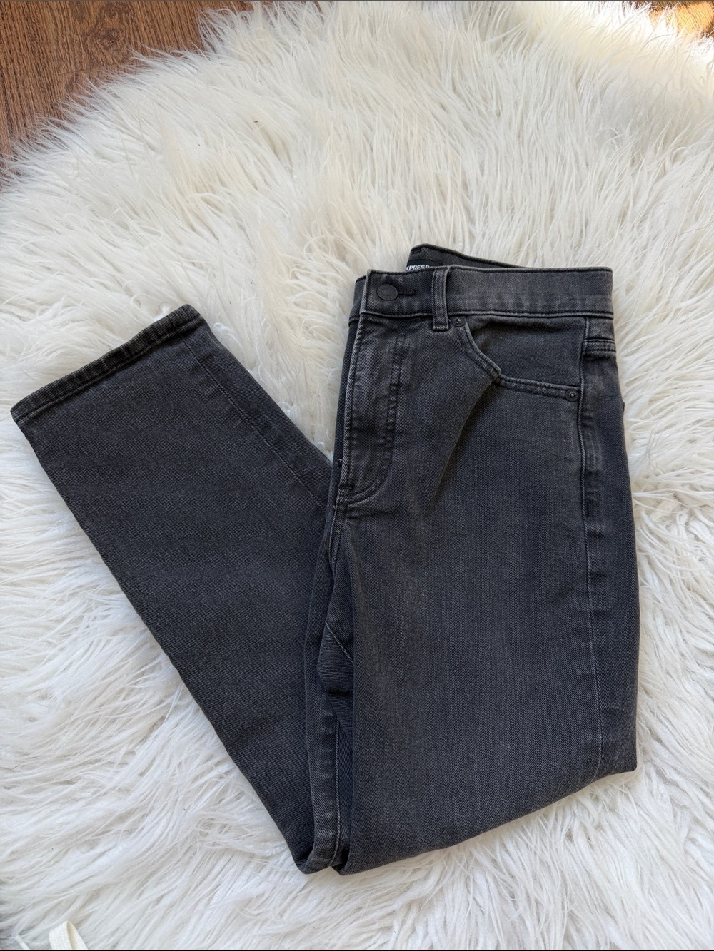 Express High-Rise Slim Jeans in Washed Black